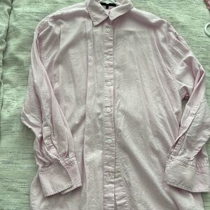 Pink button down linen top